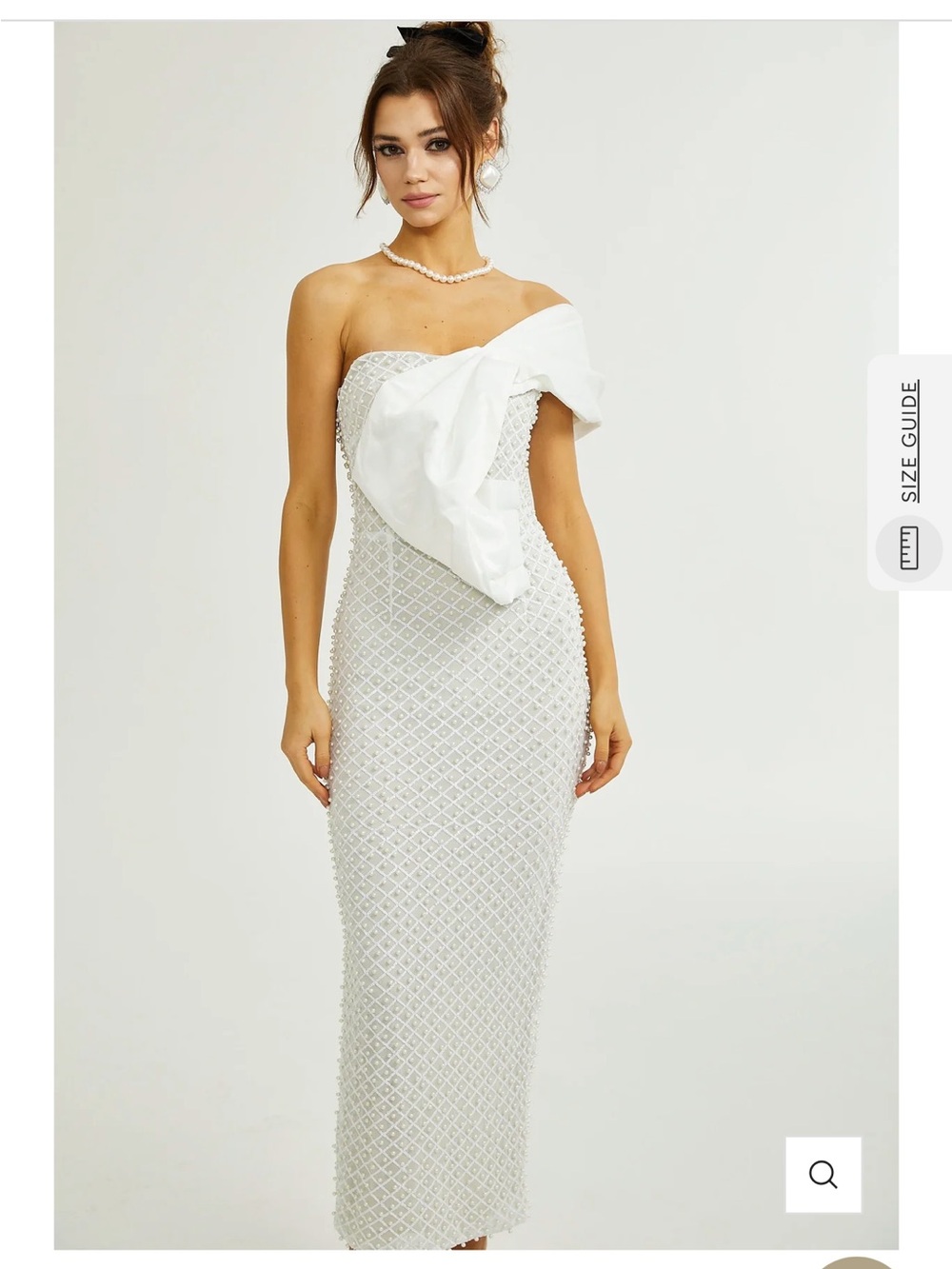 Strapless White Maura faux-pearl off-shoulder dress